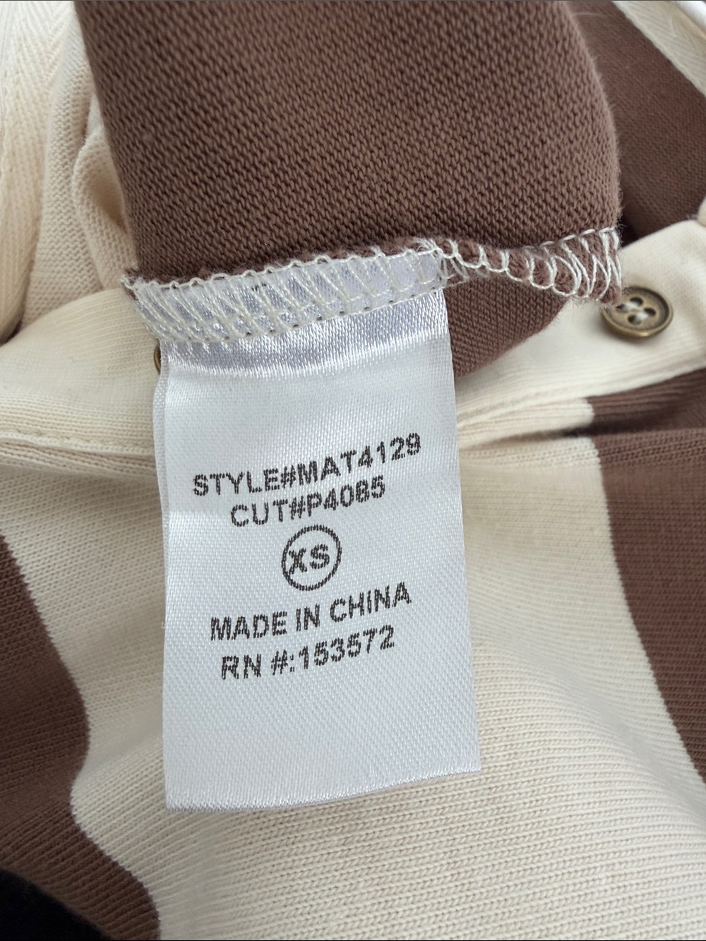 bohme Brown and Cream Striped V-Neck Rugby Sweater - Picture 7 of 7